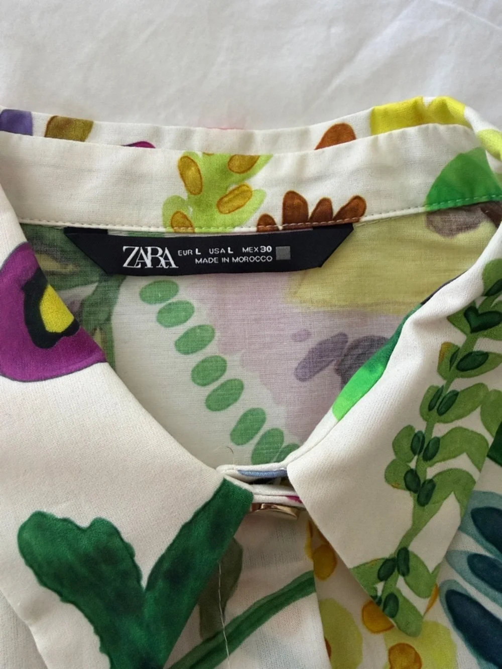 Zara Cream Maxi Shirt Dress with Multicolor Floral Motif - Picture 6 of 9